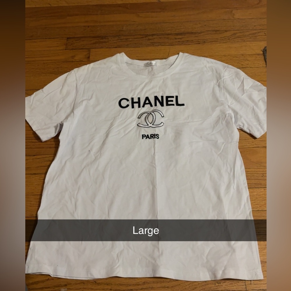 CHANEL White Logo Tee